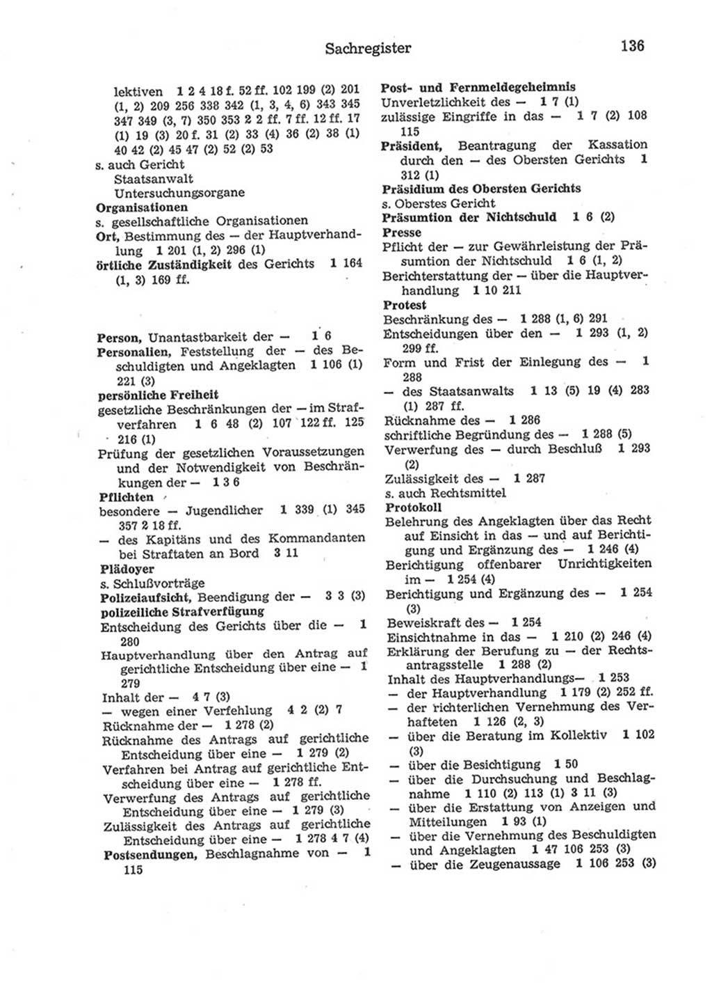 Strafprozeßordnung (StPO) der Deutschen Demokratischen Republik (DDR) 1975, Seite 136 (StPO DDR 1974, S. 136)