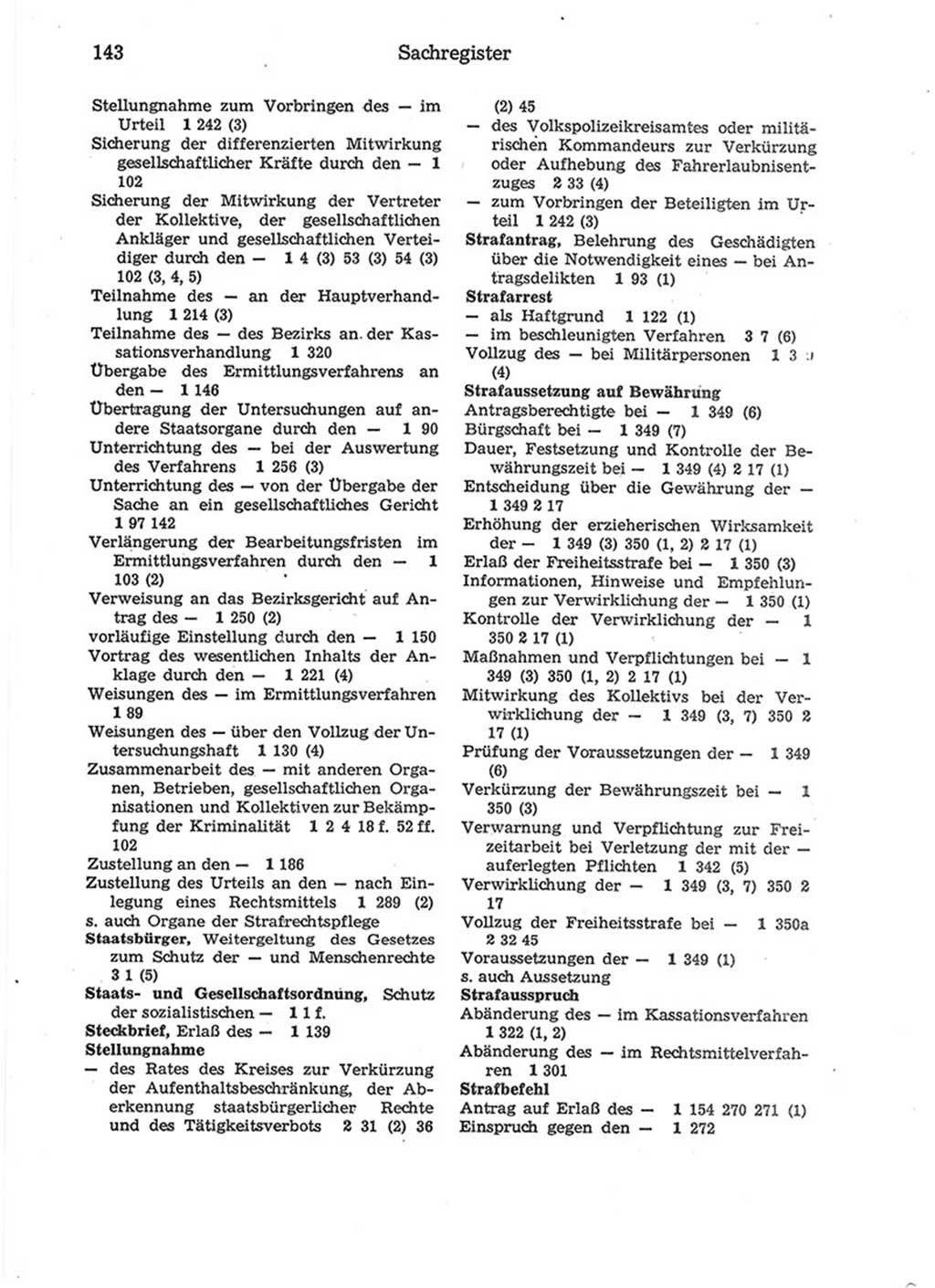 Strafprozeßordnung (StPO) der Deutschen Demokratischen Republik (DDR) 1975, Seite 143 (StPO DDR 1974, S. 143)