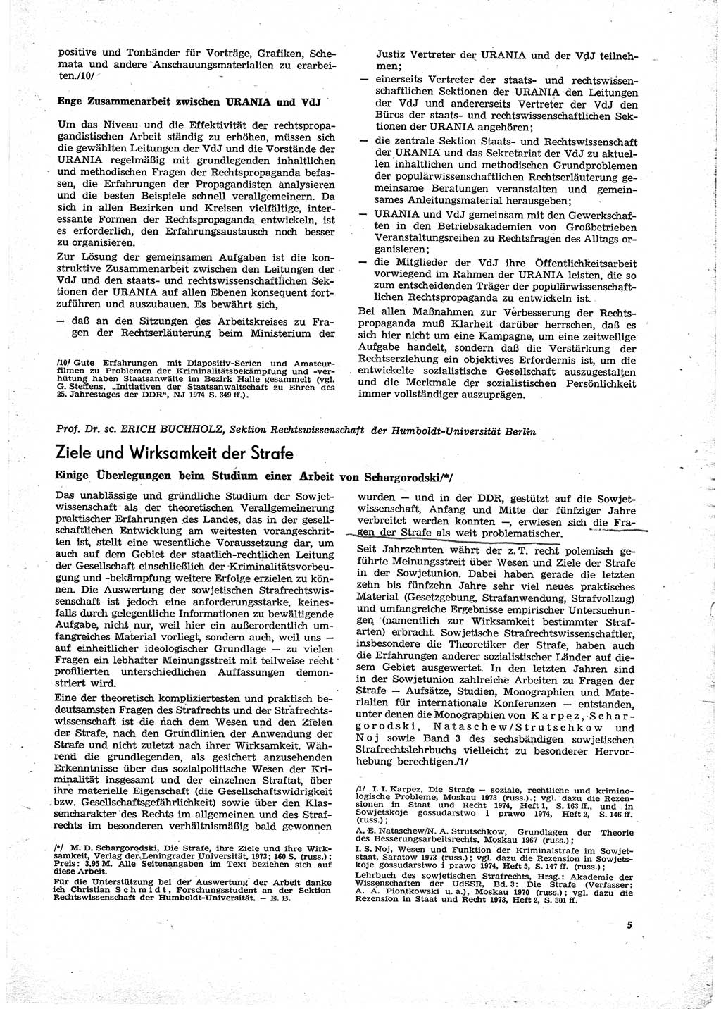 Neue Justiz (NJ), Zeitschrift für Recht und Rechtswissenschaft [Deutsche Demokratische Republik (DDR)], 29. Jahrgang 1975, Seite 5 (NJ DDR 1975, S. 5)