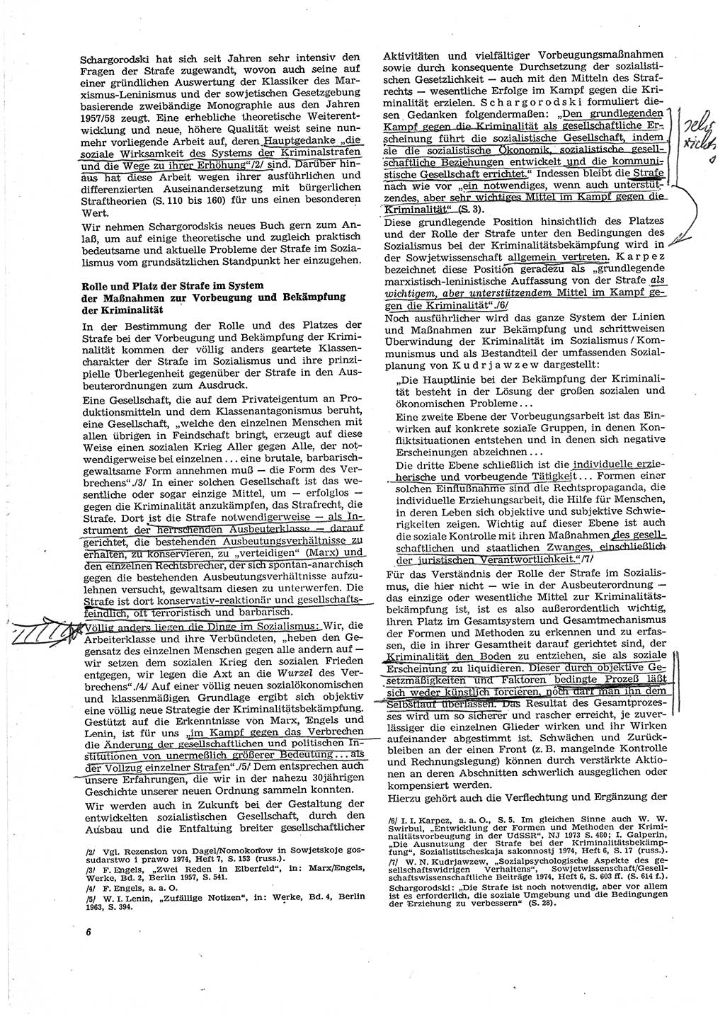 Neue Justiz (NJ), Zeitschrift für Recht und Rechtswissenschaft [Deutsche Demokratische Republik (DDR)], 29. Jahrgang 1975, Seite 6 (NJ DDR 1975, S. 6)