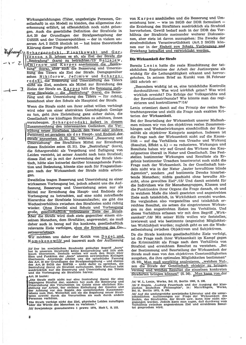 Neue Justiz (NJ), Zeitschrift für Recht und Rechtswissenschaft [Deutsche Demokratische Republik (DDR)], 29. Jahrgang 1975, Seite 8 (NJ DDR 1975, S. 8)