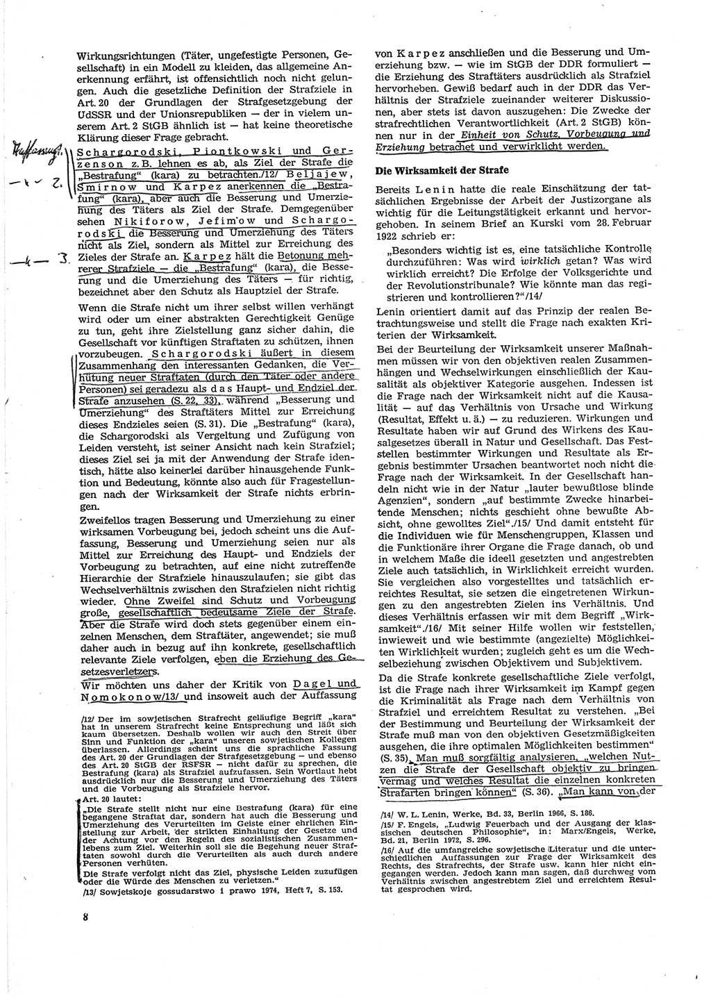 Neue Justiz (NJ), Zeitschrift für Recht und Rechtswissenschaft [Deutsche Demokratische Republik (DDR)], 29. Jahrgang 1975, Seite 8 (NJ DDR 1975, S. 8)