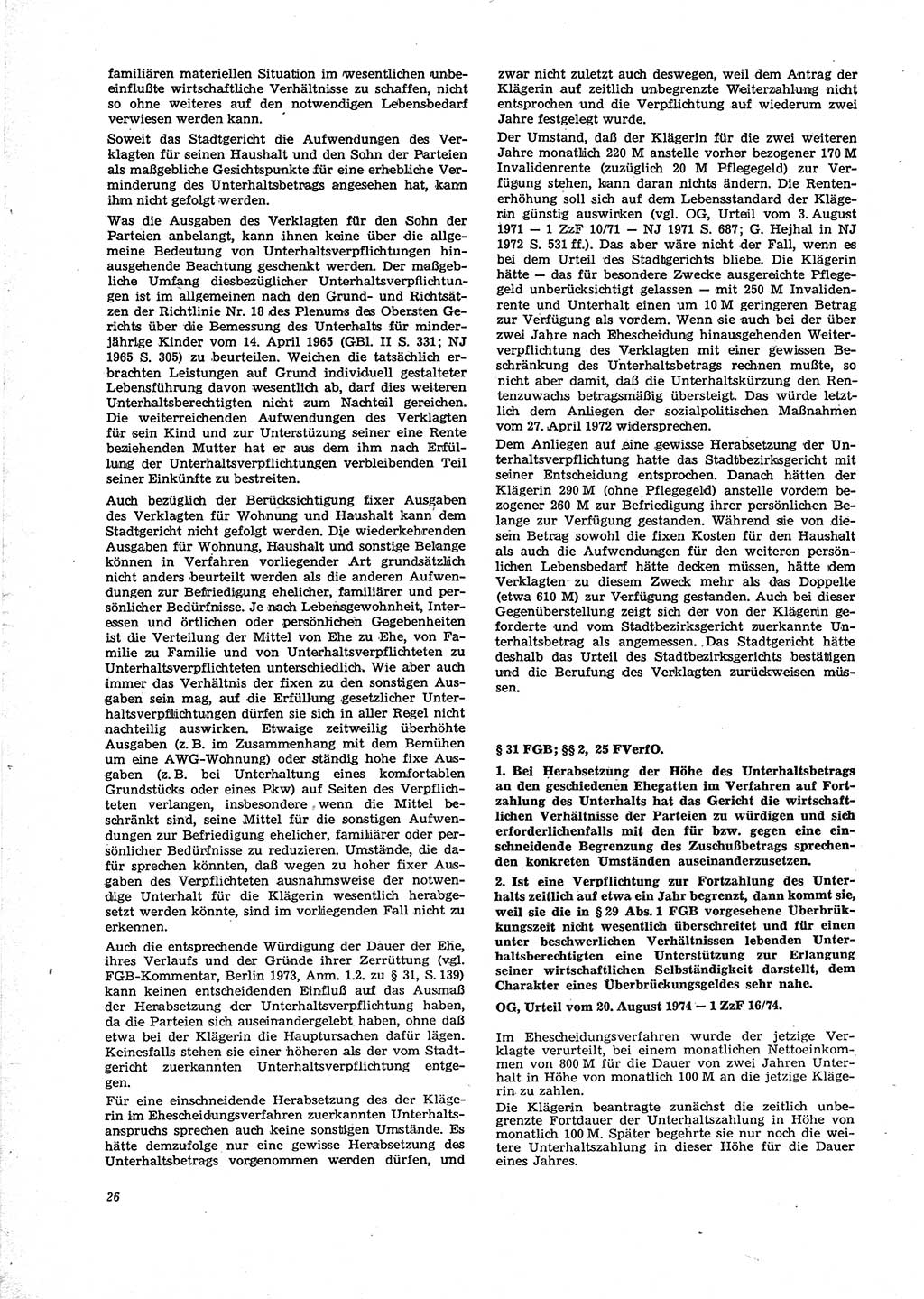 Neue Justiz (NJ), Zeitschrift für Recht und Rechtswissenschaft [Deutsche Demokratische Republik (DDR)], 29. Jahrgang 1975, Seite 26 (NJ DDR 1975, S. 26)