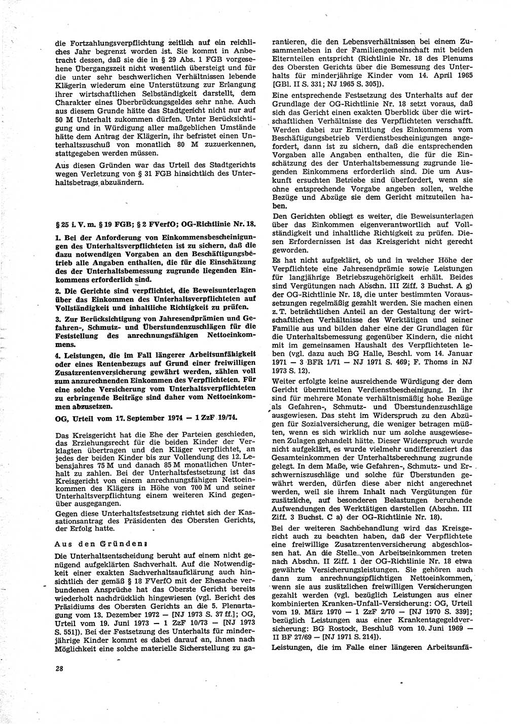 Neue Justiz (NJ), Zeitschrift für Recht und Rechtswissenschaft [Deutsche Demokratische Republik (DDR)], 29. Jahrgang 1975, Seite 28 (NJ DDR 1975, S. 28)