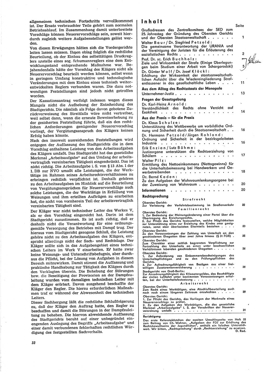 Neue Justiz (NJ), Zeitschrift für Recht und Rechtswissenschaft [Deutsche Demokratische Republik (DDR)], 29. Jahrgang 1975, Seite 32 (NJ DDR 1975, S. 32)