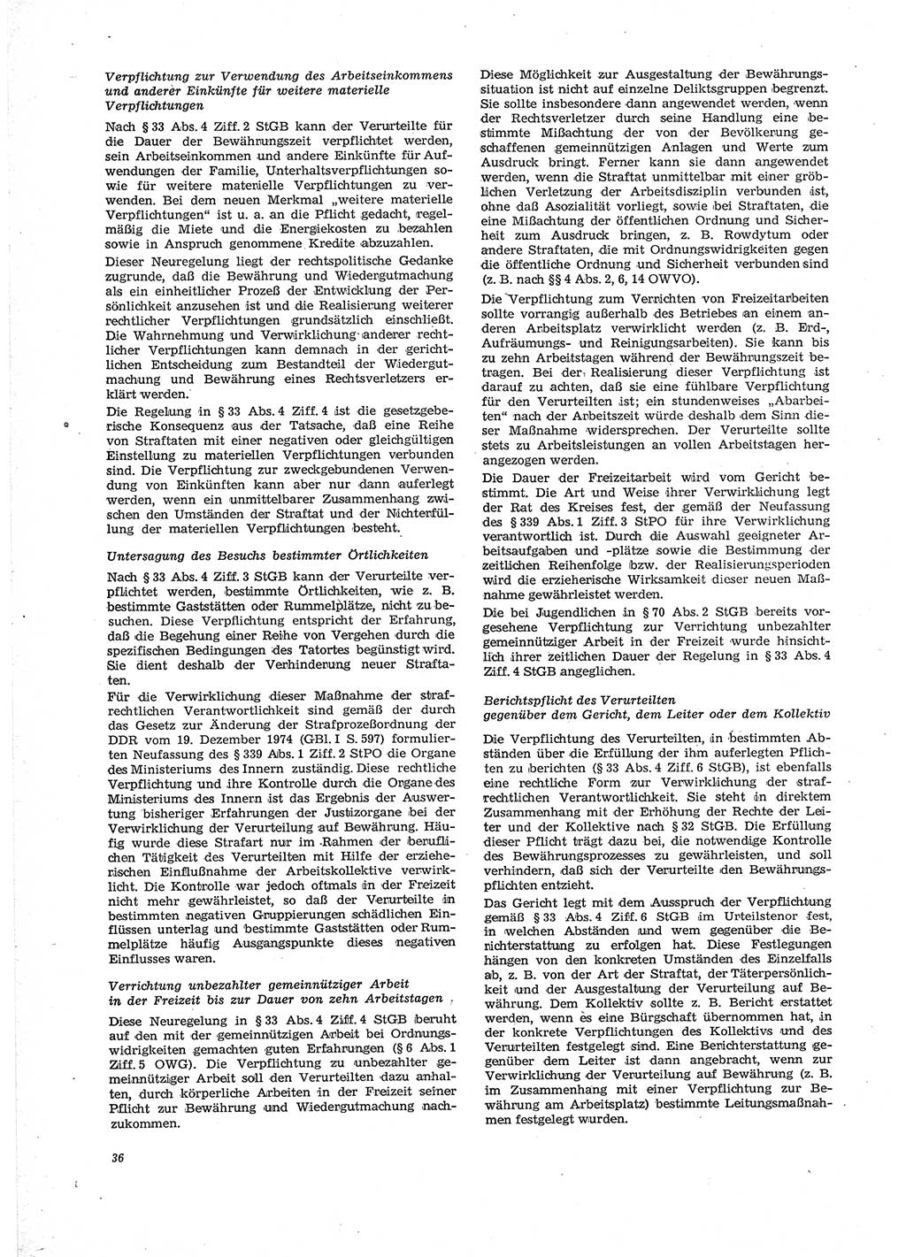 Neue Justiz (NJ), Zeitschrift für Recht und Rechtswissenschaft [Deutsche Demokratische Republik (DDR)], 29. Jahrgang 1975, Seite 36 (NJ DDR 1975, S. 36)