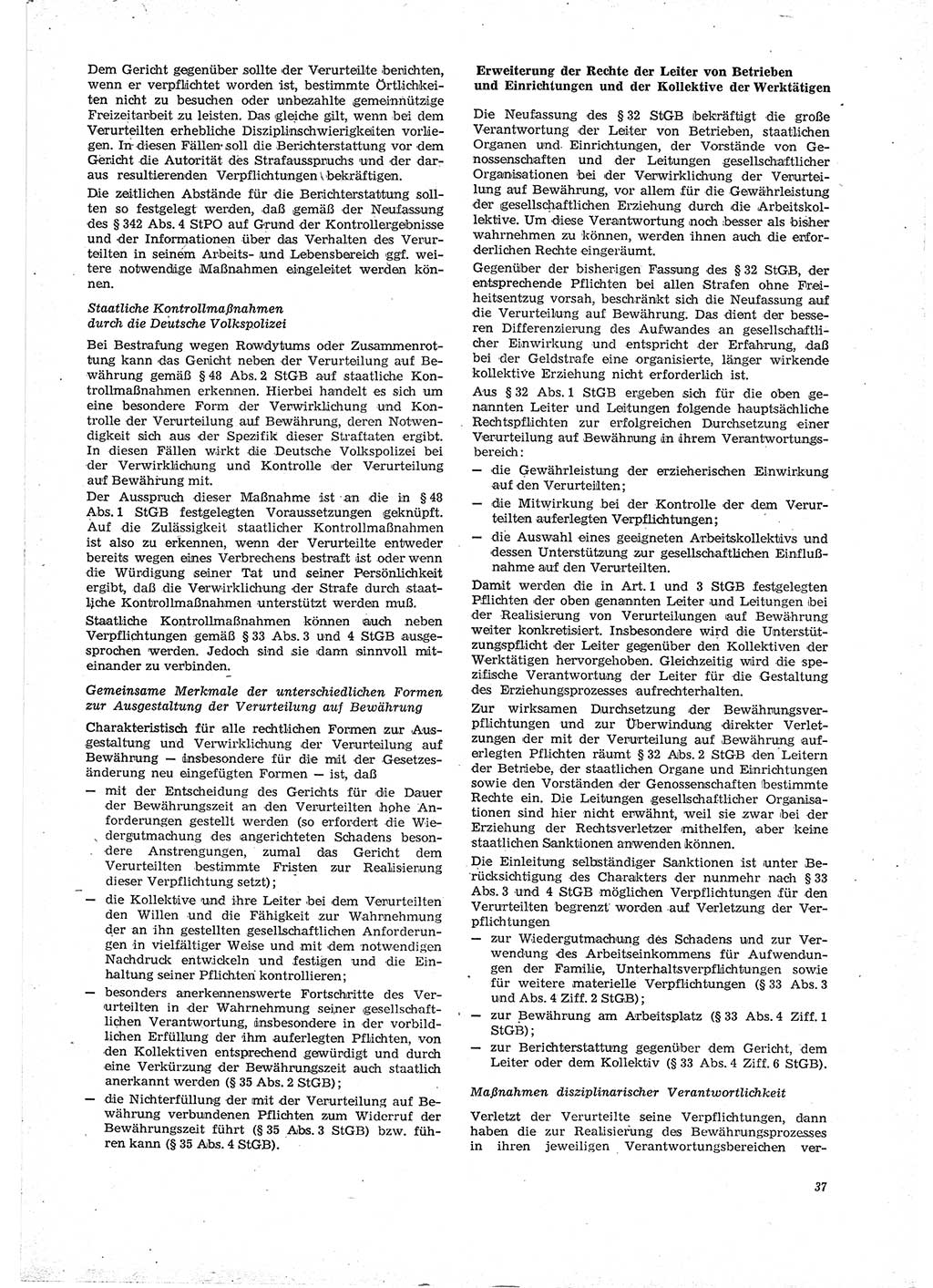 Neue Justiz (NJ), Zeitschrift für Recht und Rechtswissenschaft [Deutsche Demokratische Republik (DDR)], 29. Jahrgang 1975, Seite 37 (NJ DDR 1975, S. 37)
