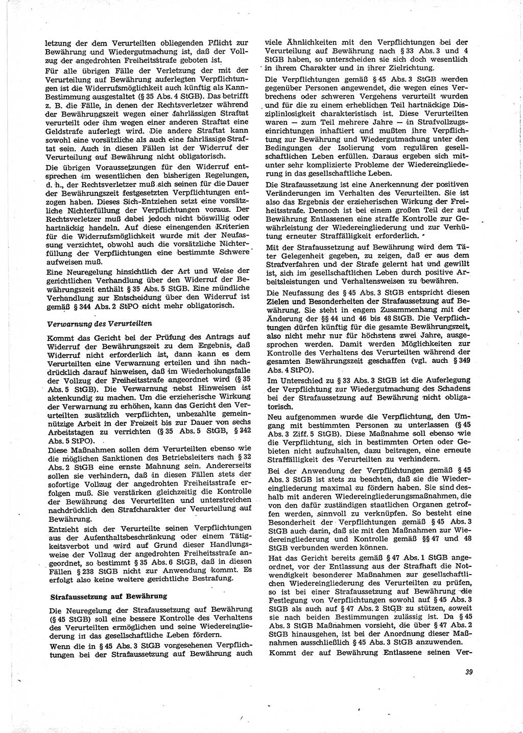 Neue Justiz (NJ), Zeitschrift für Recht und Rechtswissenschaft [Deutsche Demokratische Republik (DDR)], 29. Jahrgang 1975, Seite 39 (NJ DDR 1975, S. 39)