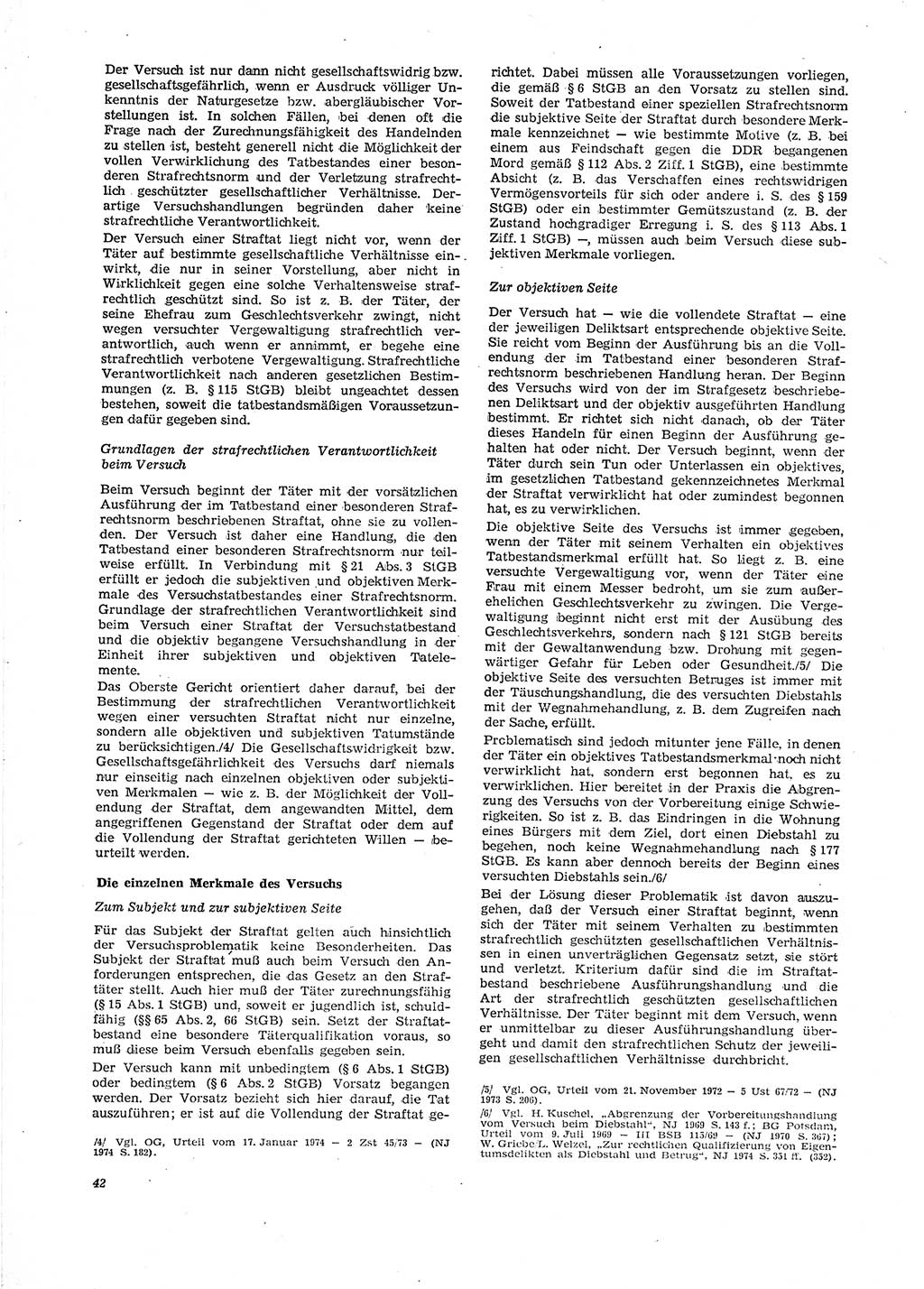Neue Justiz (NJ), Zeitschrift für Recht und Rechtswissenschaft [Deutsche Demokratische Republik (DDR)], 29. Jahrgang 1975, Seite 42 (NJ DDR 1975, S. 42)