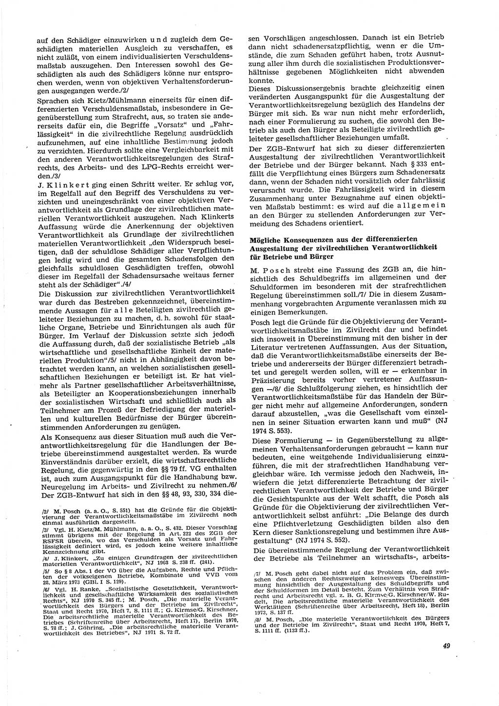 Neue Justiz (NJ), Zeitschrift für Recht und Rechtswissenschaft [Deutsche Demokratische Republik (DDR)], 29. Jahrgang 1975, Seite 49 (NJ DDR 1975, S. 49)