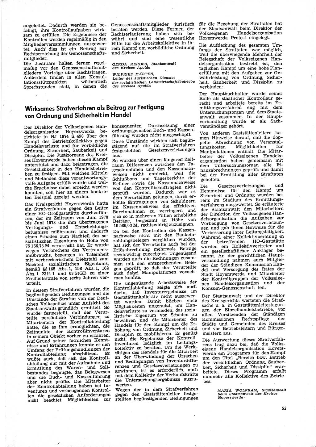 Neue Justiz (NJ), Zeitschrift für Recht und Rechtswissenschaft [Deutsche Demokratische Republik (DDR)], 29. Jahrgang 1975, Seite 53 (NJ DDR 1975, S. 53)
