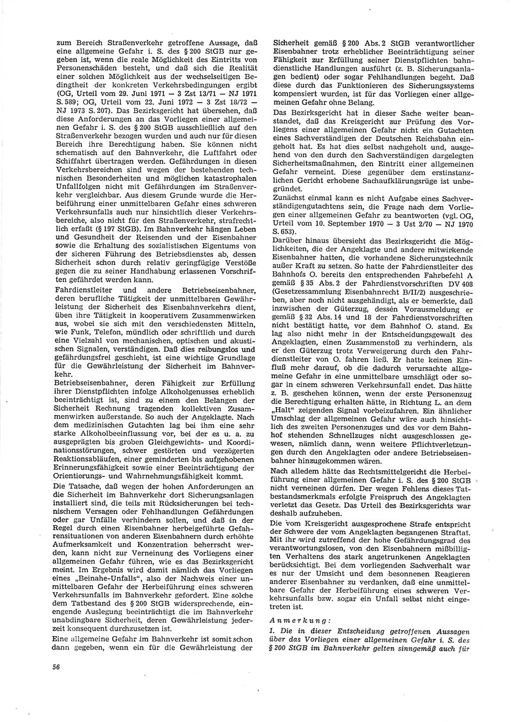 Neue Justiz (NJ), Zeitschrift für Recht und Rechtswissenschaft [Deutsche Demokratische Republik (DDR)], 29. Jahrgang 1975, Seite 56 (NJ DDR 1975, S. 56)