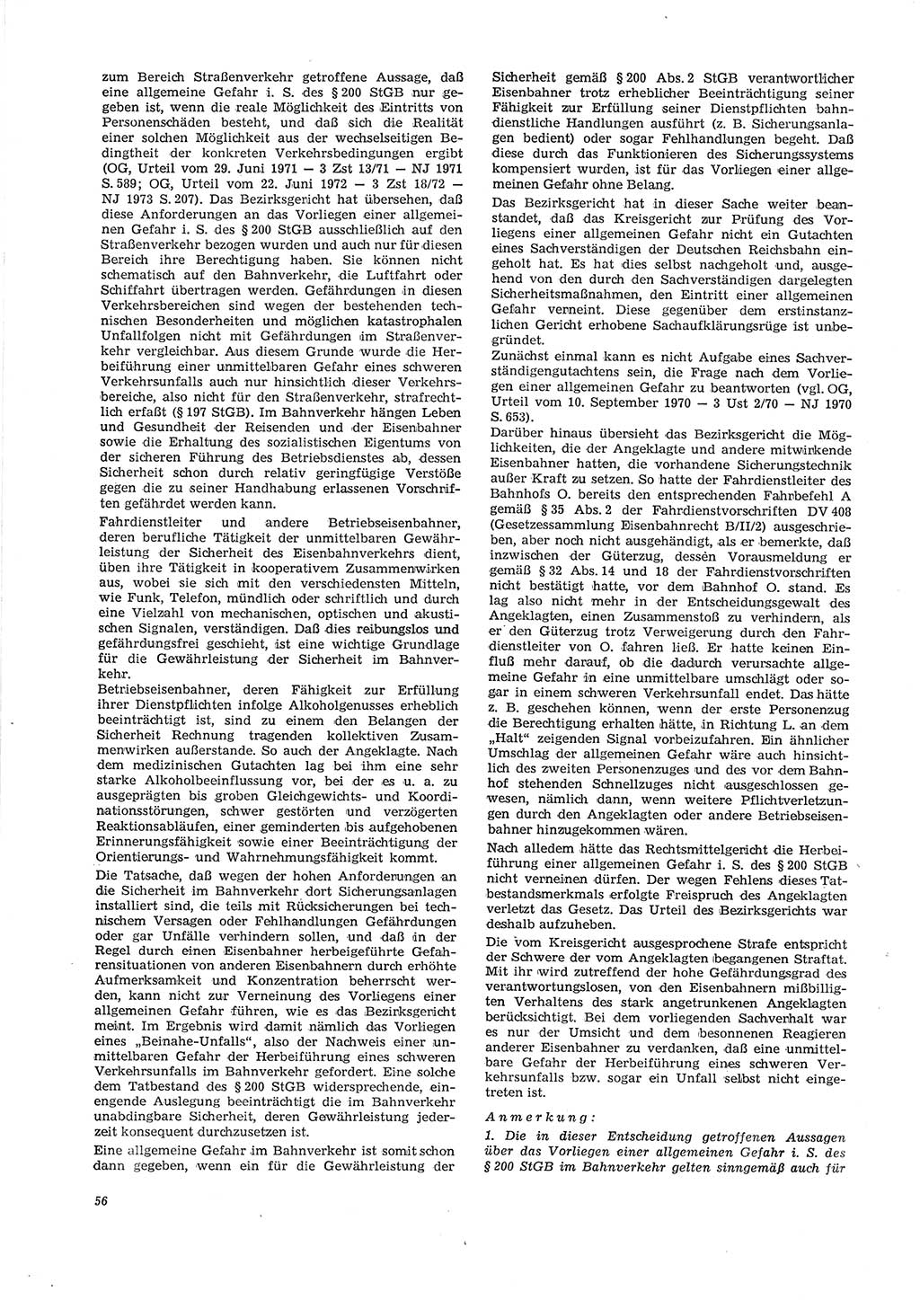 Neue Justiz (NJ), Zeitschrift für Recht und Rechtswissenschaft [Deutsche Demokratische Republik (DDR)], 29. Jahrgang 1975, Seite 56 (NJ DDR 1975, S. 56)