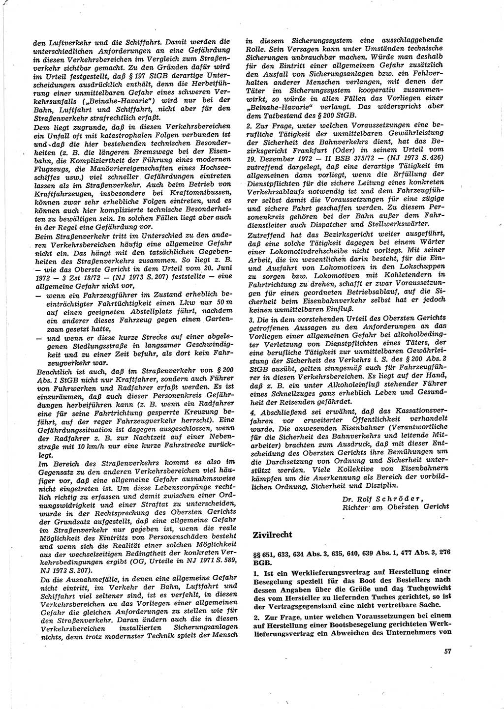 Neue Justiz (NJ), Zeitschrift für Recht und Rechtswissenschaft [Deutsche Demokratische Republik (DDR)], 29. Jahrgang 1975, Seite 57 (NJ DDR 1975, S. 57)
