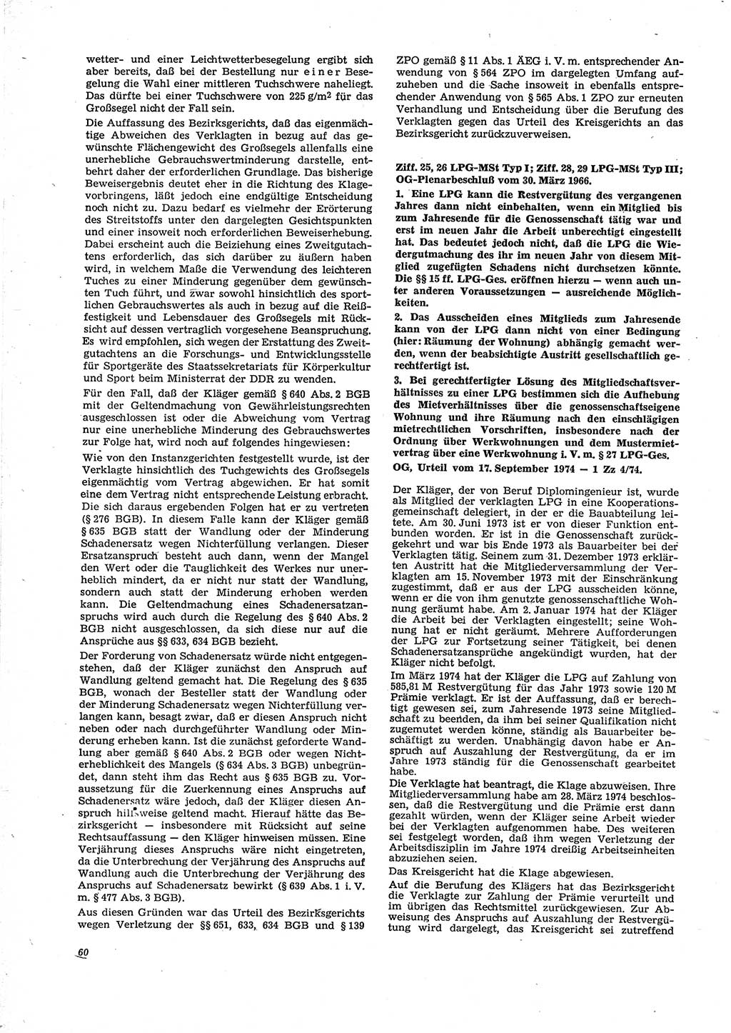 Neue Justiz (NJ), Zeitschrift für Recht und Rechtswissenschaft [Deutsche Demokratische Republik (DDR)], 29. Jahrgang 1975, Seite 60 (NJ DDR 1975, S. 60)
