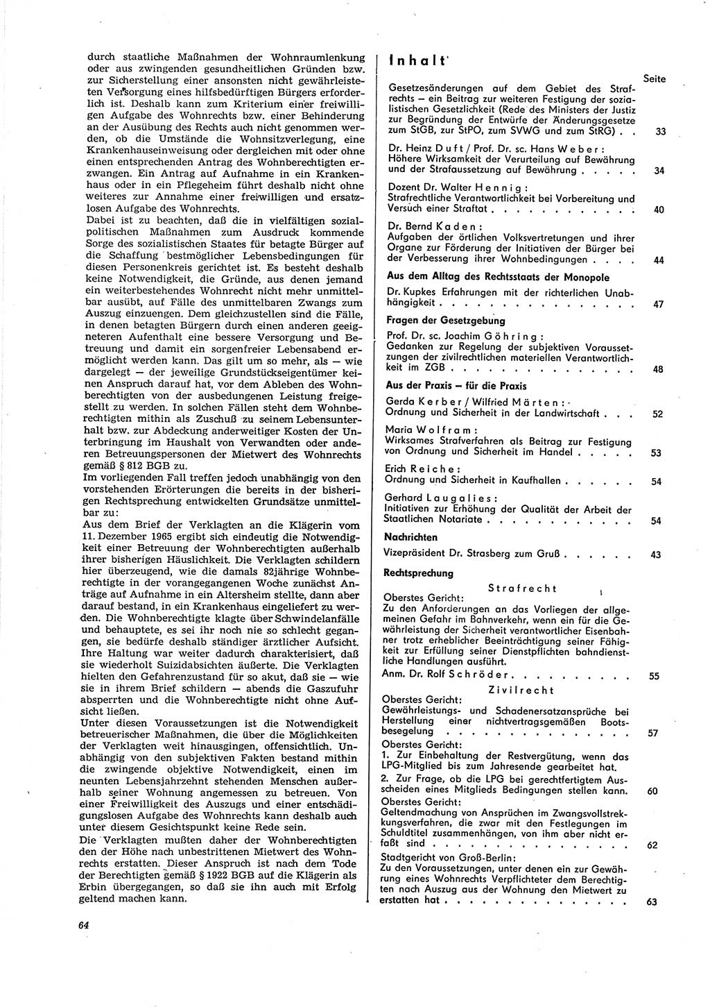 Neue Justiz (NJ), Zeitschrift für Recht und Rechtswissenschaft [Deutsche Demokratische Republik (DDR)], 29. Jahrgang 1975, Seite 64 (NJ DDR 1975, S. 64)