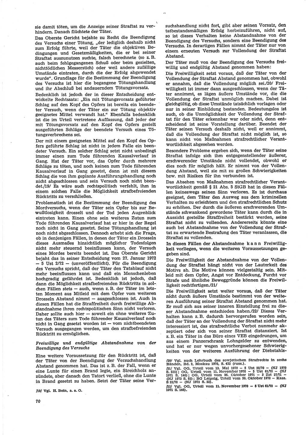 Neue Justiz (NJ), Zeitschrift für Recht und Rechtswissenschaft [Deutsche Demokratische Republik (DDR)], 29. Jahrgang 1975, Seite 70 (NJ DDR 1975, S. 70)