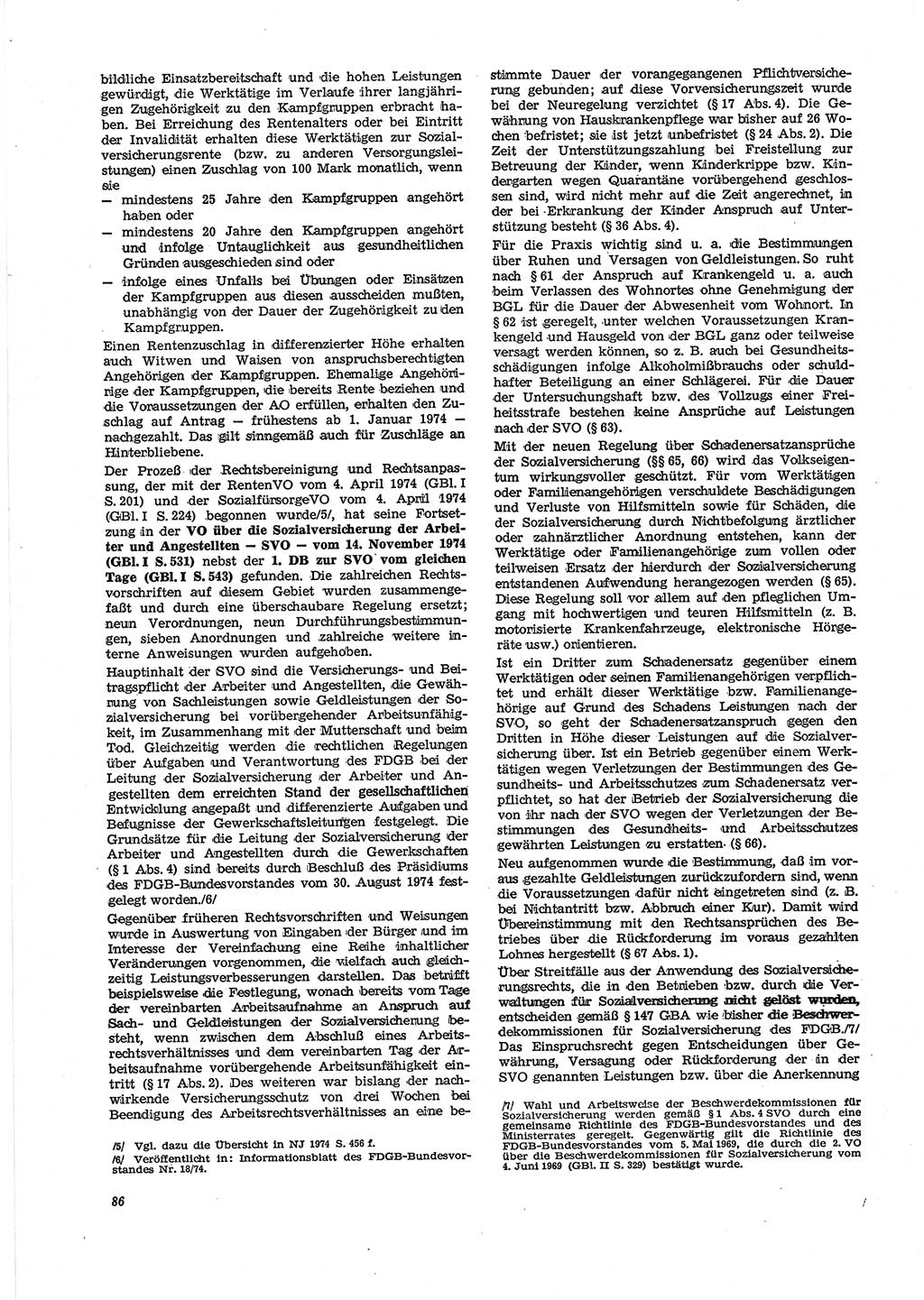 Neue Justiz (NJ), Zeitschrift für Recht und Rechtswissenschaft [Deutsche Demokratische Republik (DDR)], 29. Jahrgang 1975, Seite 86 (NJ DDR 1975, S. 86)