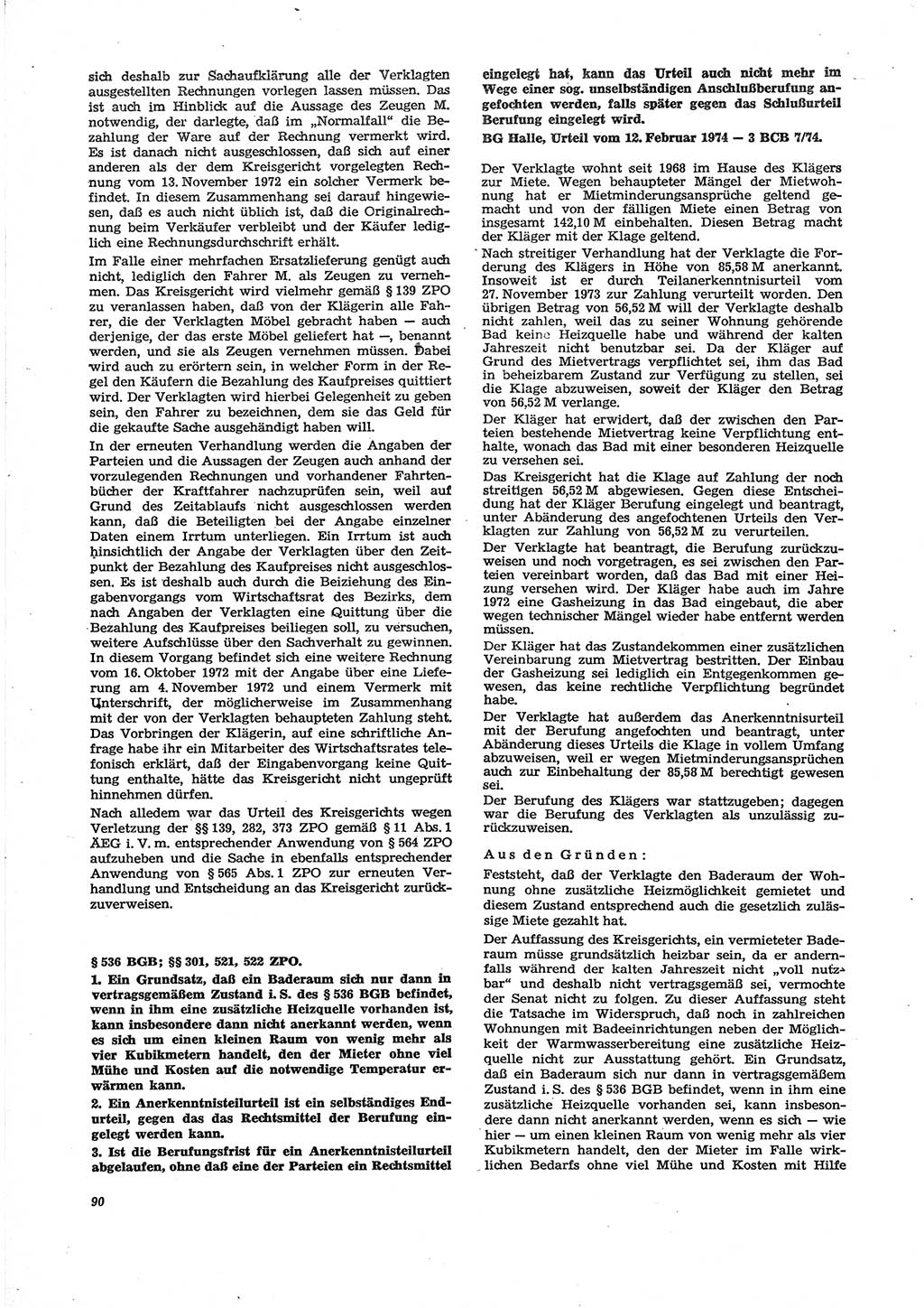 Neue Justiz (NJ), Zeitschrift für Recht und Rechtswissenschaft [Deutsche Demokratische Republik (DDR)], 29. Jahrgang 1975, Seite 90 (NJ DDR 1975, S. 90)
