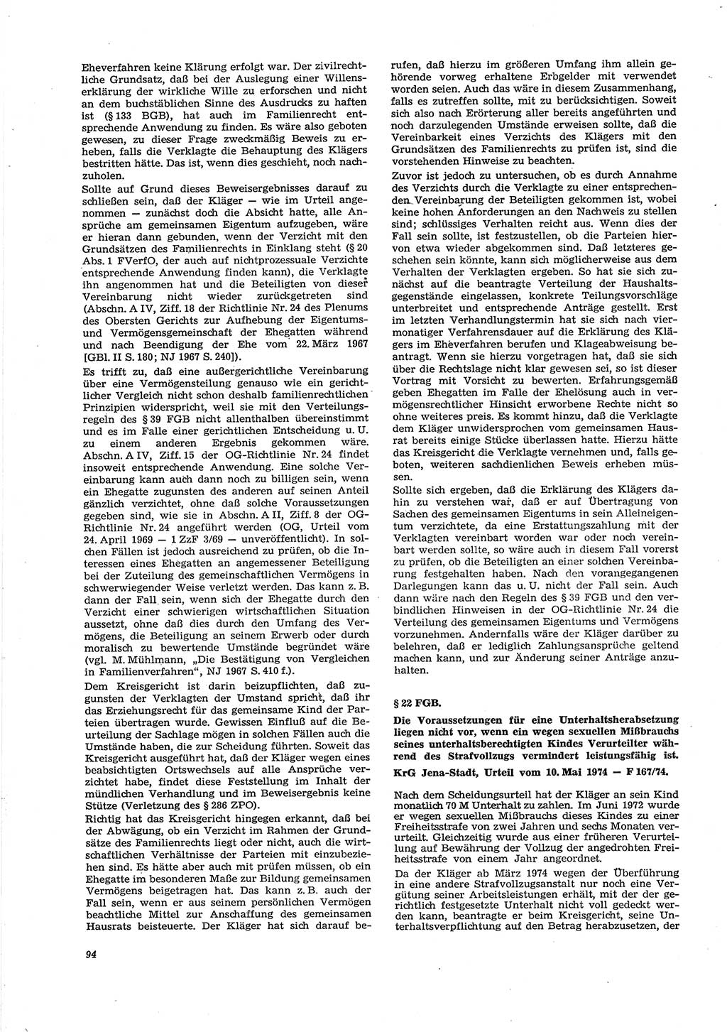 Neue Justiz (NJ), Zeitschrift für Recht und Rechtswissenschaft [Deutsche Demokratische Republik (DDR)], 29. Jahrgang 1975, Seite 94 (NJ DDR 1975, S. 94)