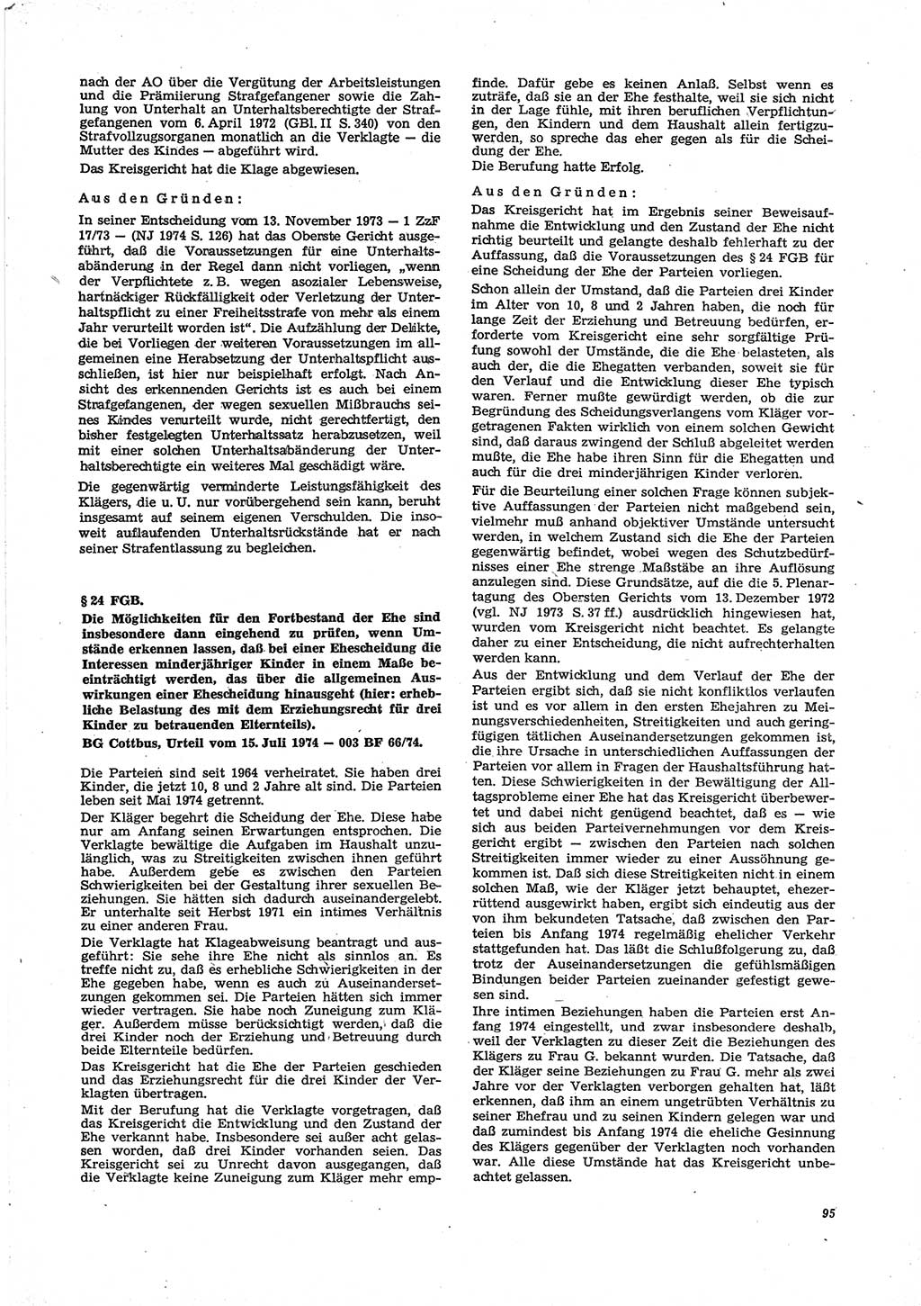 Neue Justiz (NJ), Zeitschrift für Recht und Rechtswissenschaft [Deutsche Demokratische Republik (DDR)], 29. Jahrgang 1975, Seite 95 (NJ DDR 1975, S. 95)