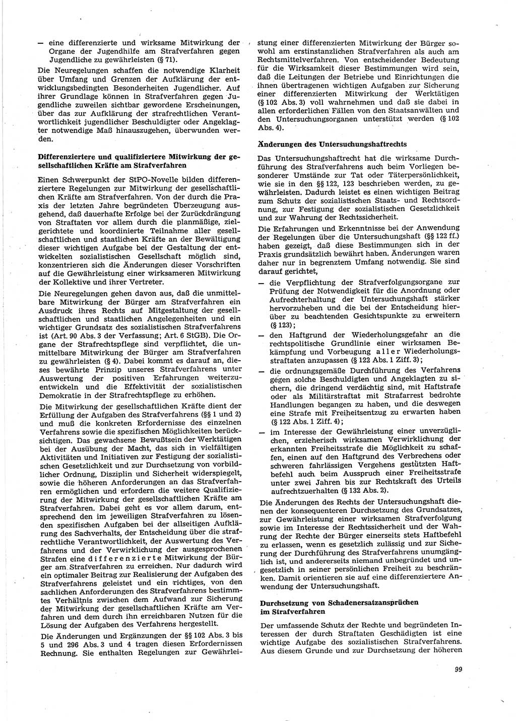 Neue Justiz (NJ), Zeitschrift für Recht und Rechtswissenschaft [Deutsche Demokratische Republik (DDR)], 29. Jahrgang 1975, Seite 99 (NJ DDR 1975, S. 99)