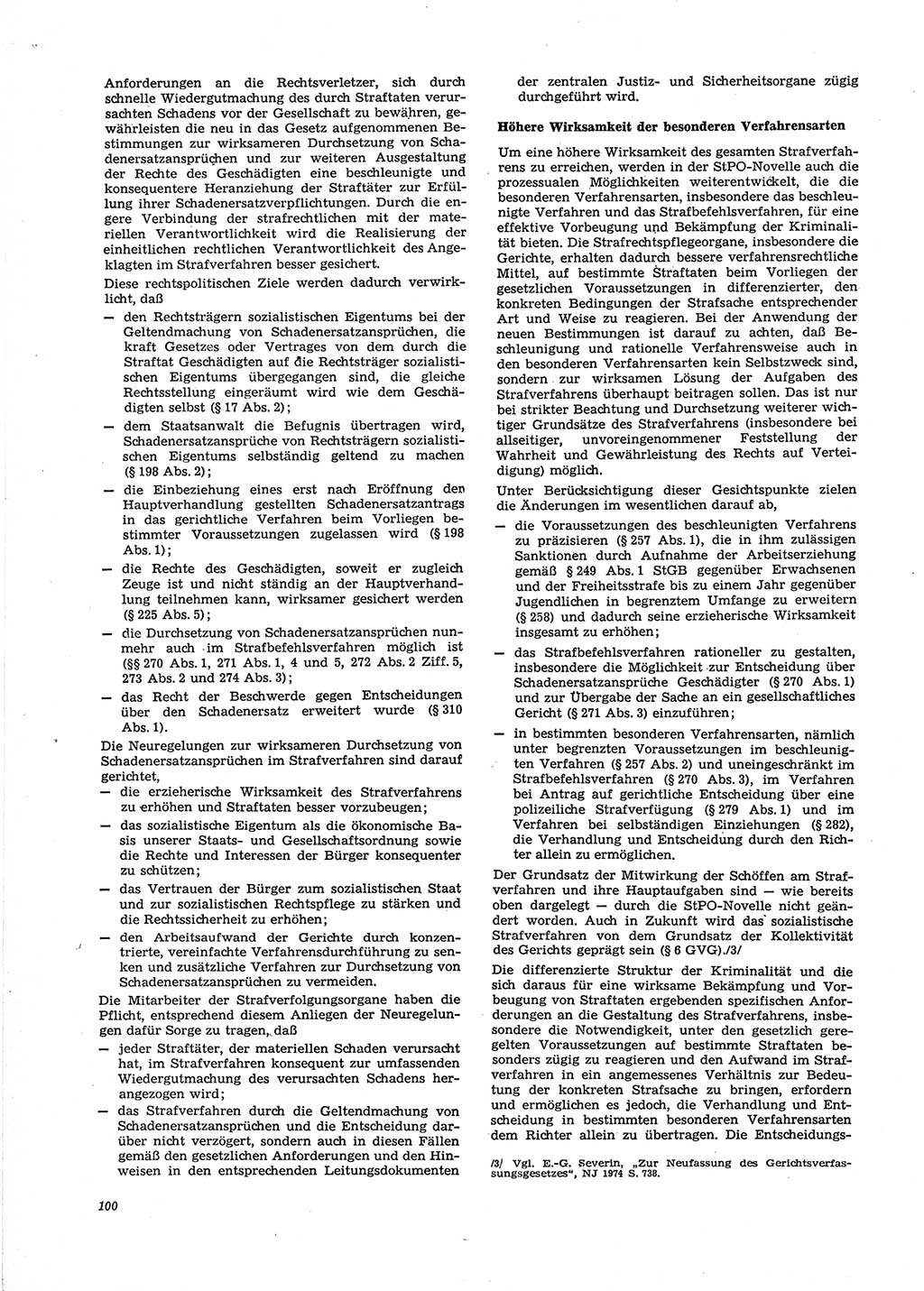 Neue Justiz (NJ), Zeitschrift für Recht und Rechtswissenschaft [Deutsche Demokratische Republik (DDR)], 29. Jahrgang 1975, Seite 100 (NJ DDR 1975, S. 100)