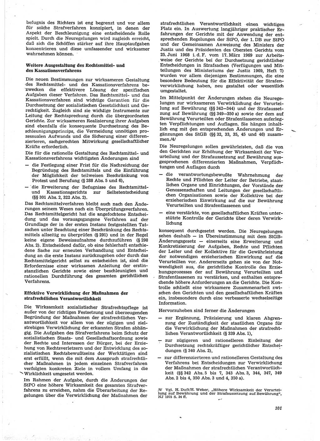 Neue Justiz (NJ), Zeitschrift für Recht und Rechtswissenschaft [Deutsche Demokratische Republik (DDR)], 29. Jahrgang 1975, Seite 101 (NJ DDR 1975, S. 101)
