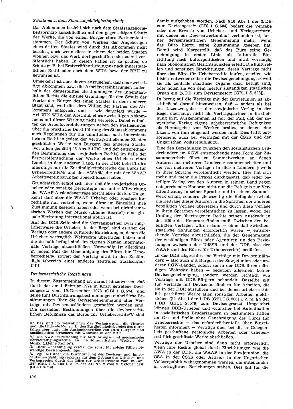 Neue Justiz (NJ), Zeitschrift für Recht und Rechtswissenschaft [Deutsche Demokratische Republik (DDR)], 29. Jahrgang 1975, Seite 104 (NJ DDR 1975, S. 104)