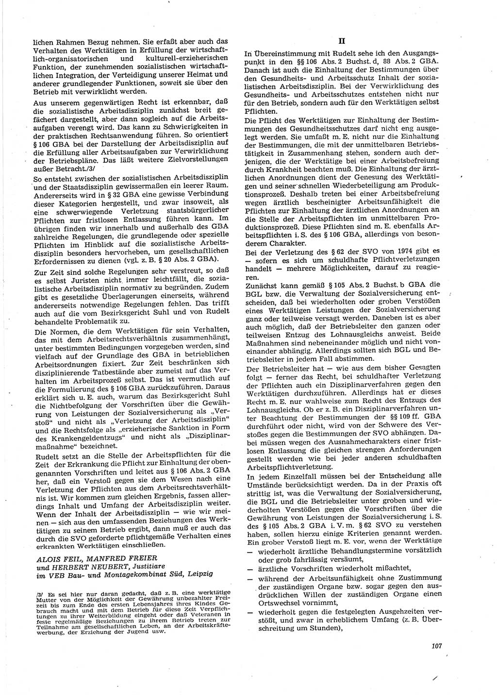Neue Justiz (NJ), Zeitschrift für Recht und Rechtswissenschaft [Deutsche Demokratische Republik (DDR)], 29. Jahrgang 1975, Seite 107 (NJ DDR 1975, S. 107)