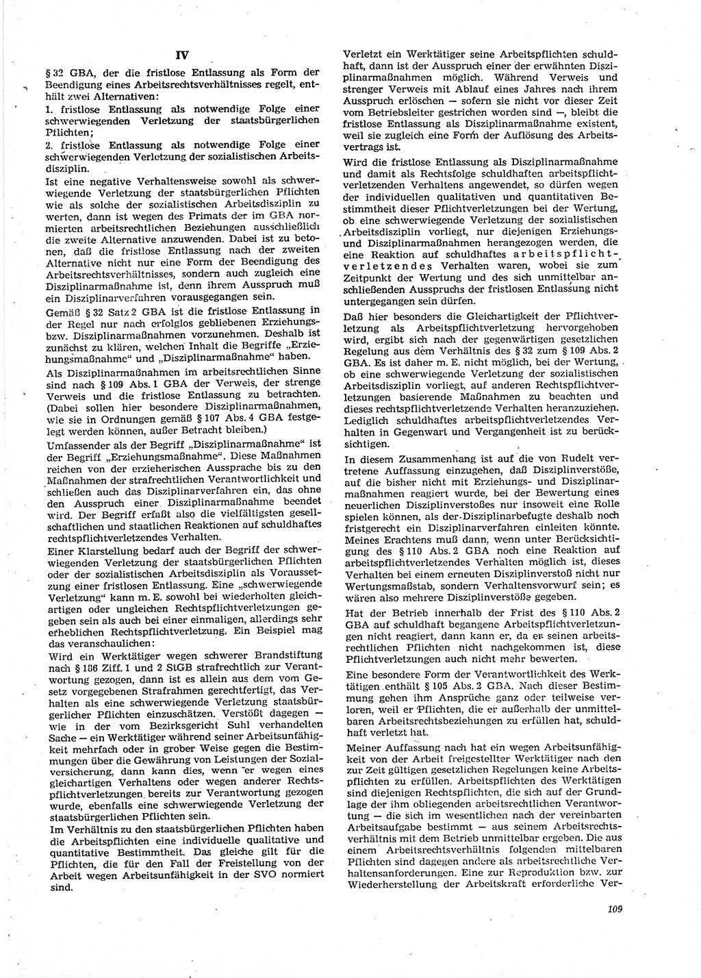 Neue Justiz (NJ), Zeitschrift für Recht und Rechtswissenschaft [Deutsche Demokratische Republik (DDR)], 29. Jahrgang 1975, Seite 109 (NJ DDR 1975, S. 109)