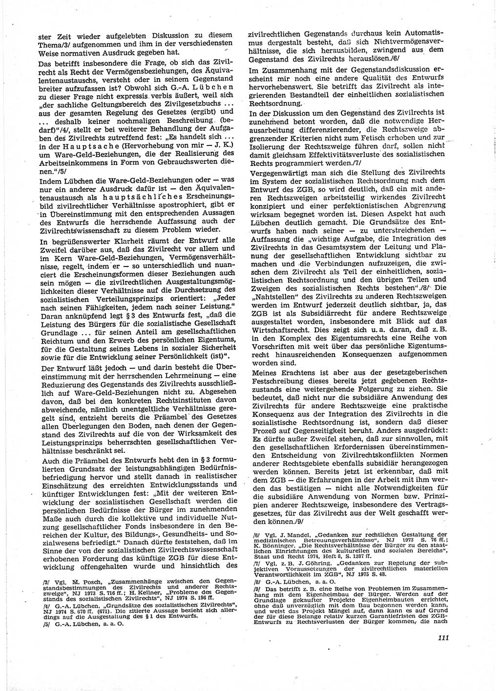 Neue Justiz (NJ), Zeitschrift für Recht und Rechtswissenschaft [Deutsche Demokratische Republik (DDR)], 29. Jahrgang 1975, Seite 111 (NJ DDR 1975, S. 111)