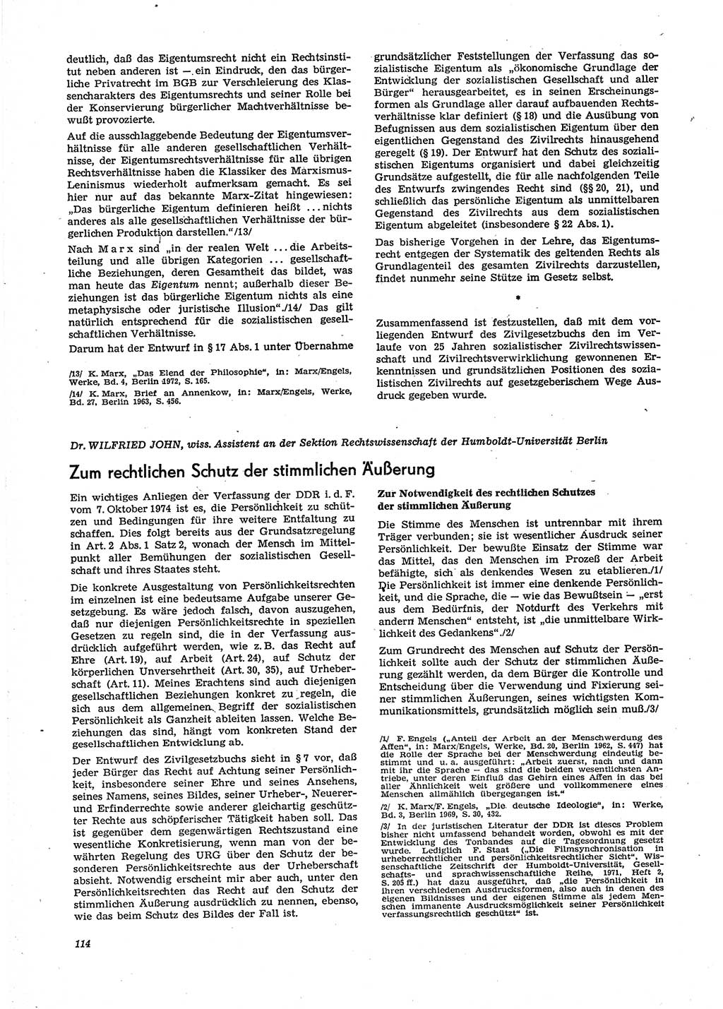 Neue Justiz (NJ), Zeitschrift für Recht und Rechtswissenschaft [Deutsche Demokratische Republik (DDR)], 29. Jahrgang 1975, Seite 114 (NJ DDR 1975, S. 114)
