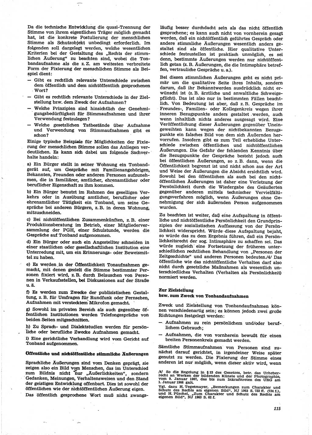 Neue Justiz (NJ), Zeitschrift für Recht und Rechtswissenschaft [Deutsche Demokratische Republik (DDR)], 29. Jahrgang 1975, Seite 115 (NJ DDR 1975, S. 115)