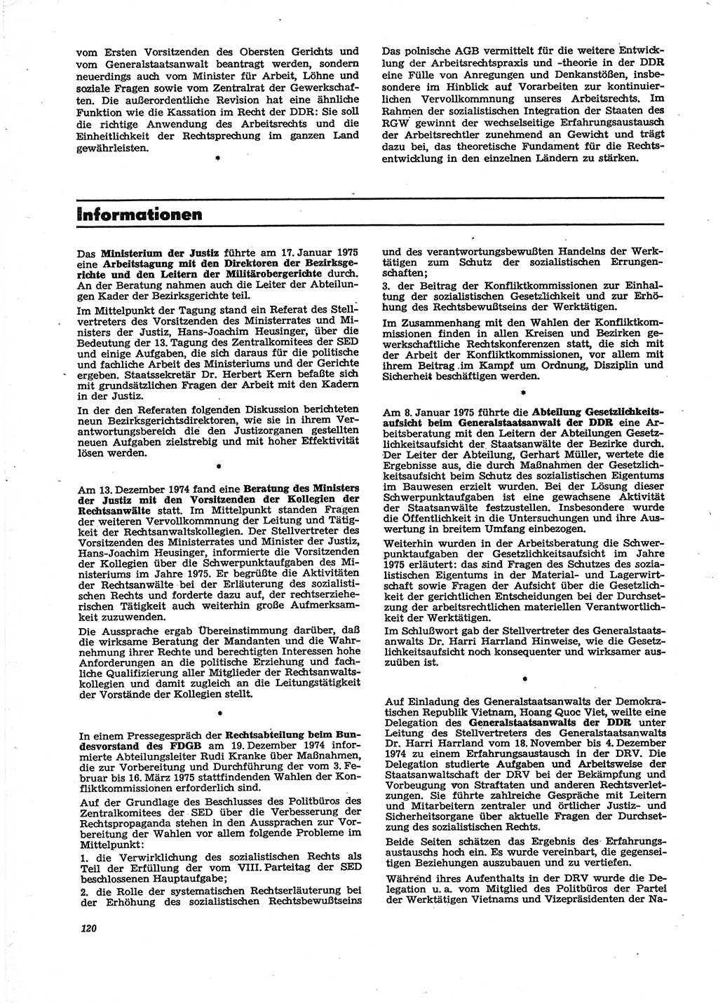 Neue Justiz (NJ), Zeitschrift für Recht und Rechtswissenschaft [Deutsche Demokratische Republik (DDR)], 29. Jahrgang 1975, Seite 120 (NJ DDR 1975, S. 120)