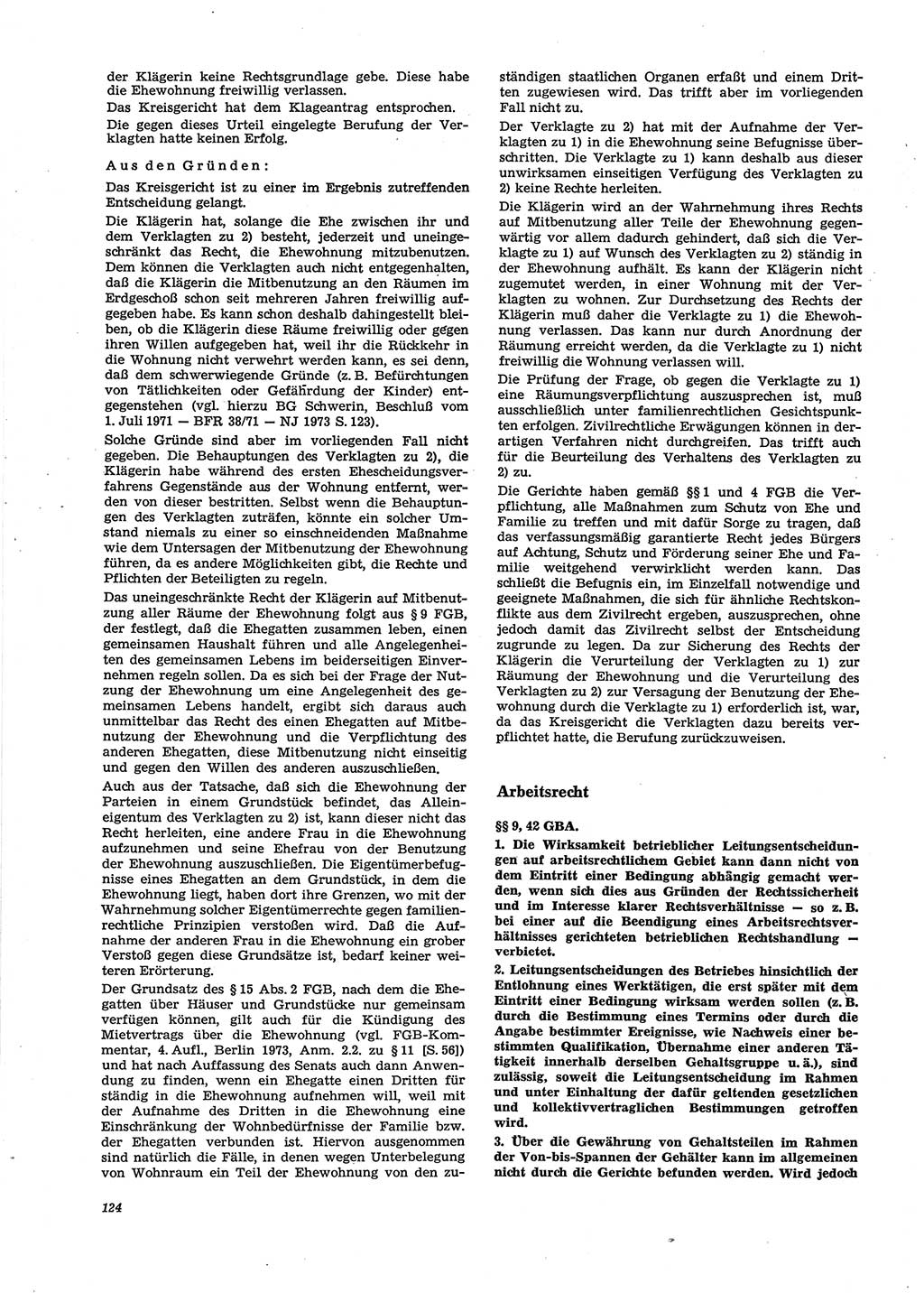 Neue Justiz (NJ), Zeitschrift für Recht und Rechtswissenschaft [Deutsche Demokratische Republik (DDR)], 29. Jahrgang 1975, Seite 124 (NJ DDR 1975, S. 124)