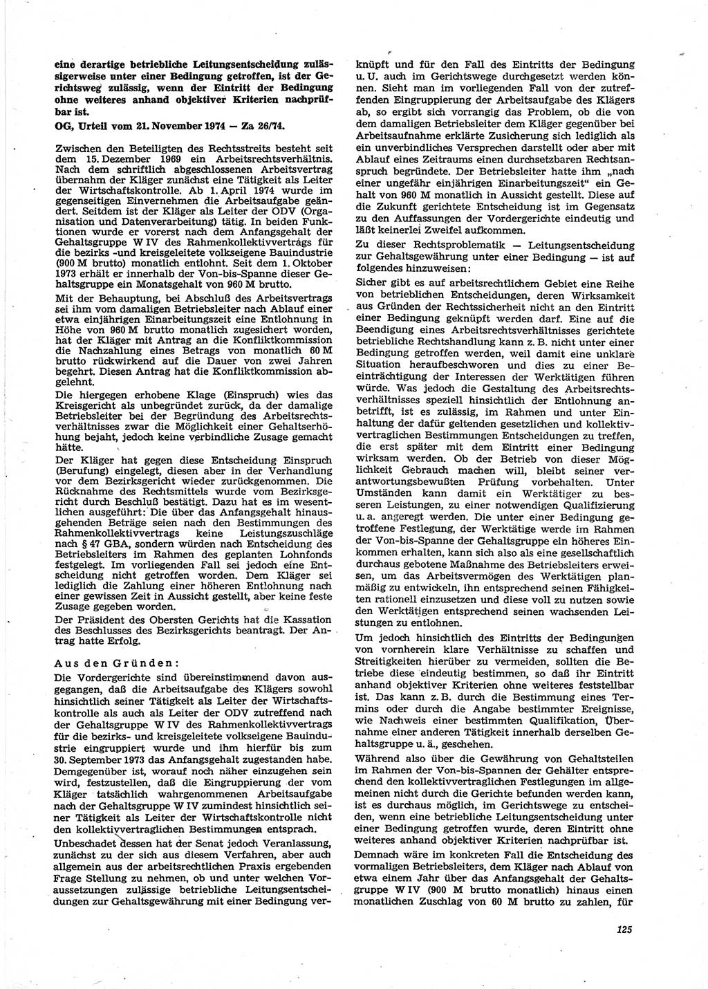 Neue Justiz (NJ), Zeitschrift für Recht und Rechtswissenschaft [Deutsche Demokratische Republik (DDR)], 29. Jahrgang 1975, Seite 125 (NJ DDR 1975, S. 125)