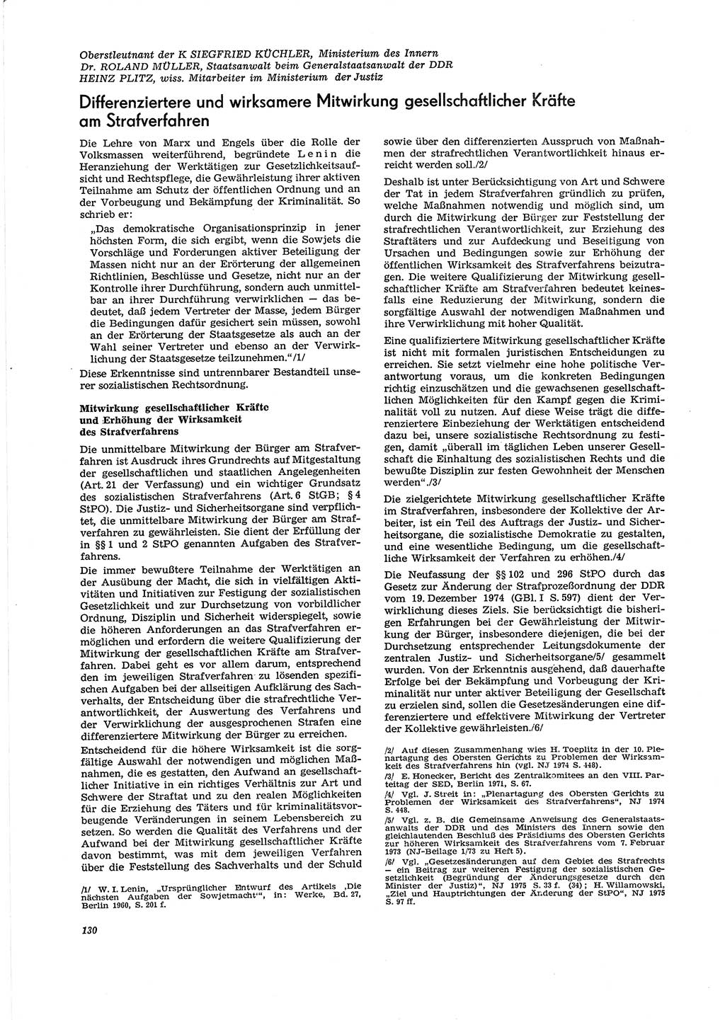 Neue Justiz (NJ), Zeitschrift für Recht und Rechtswissenschaft [Deutsche Demokratische Republik (DDR)], 29. Jahrgang 1975, Seite 130 (NJ DDR 1975, S. 130)