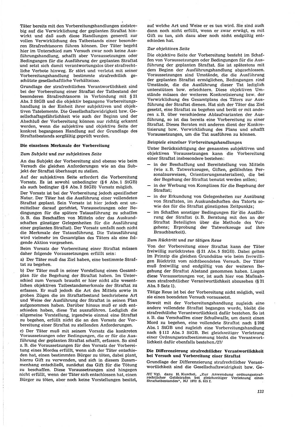 Neue Justiz (NJ), Zeitschrift für Recht und Rechtswissenschaft [Deutsche Demokratische Republik (DDR)], 29. Jahrgang 1975, Seite 133 (NJ DDR 1975, S. 133)