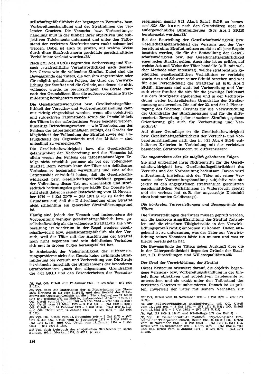 Neue Justiz (NJ), Zeitschrift für Recht und Rechtswissenschaft [Deutsche Demokratische Republik (DDR)], 29. Jahrgang 1975, Seite 134 (NJ DDR 1975, S. 134)