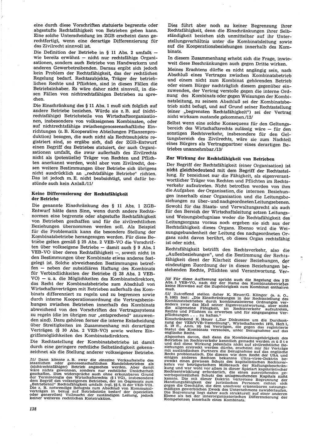 Neue Justiz (NJ), Zeitschrift für Recht und Rechtswissenschaft [Deutsche Demokratische Republik (DDR)], 29. Jahrgang 1975, Seite 138 (NJ DDR 1975, S. 138)