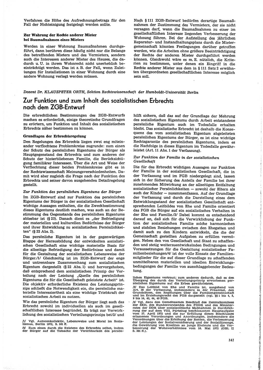 Neue Justiz (NJ), Zeitschrift für Recht und Rechtswissenschaft [Deutsche Demokratische Republik (DDR)], 29. Jahrgang 1975, Seite 141 (NJ DDR 1975, S. 141)