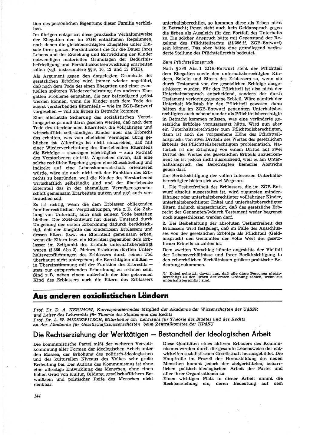 Neue Justiz (NJ), Zeitschrift für Recht und Rechtswissenschaft [Deutsche Demokratische Republik (DDR)], 29. Jahrgang 1975, Seite 144 (NJ DDR 1975, S. 144)