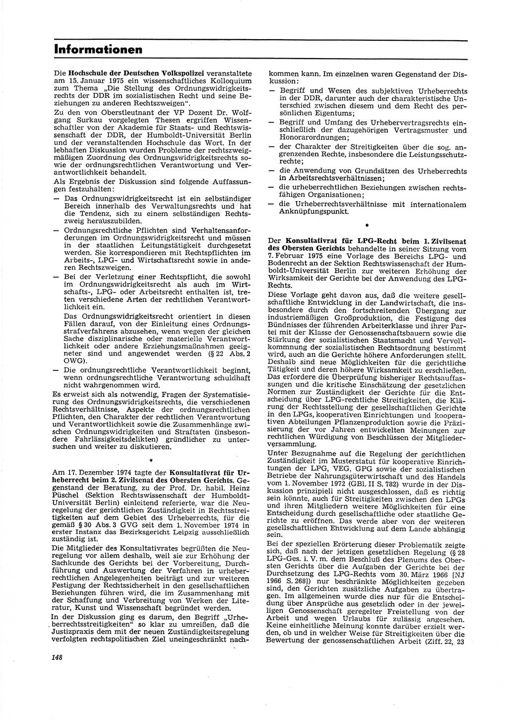 Neue Justiz (NJ), Zeitschrift für Recht und Rechtswissenschaft [Deutsche Demokratische Republik (DDR)], 29. Jahrgang 1975, Seite 148 (NJ DDR 1975, S. 148)