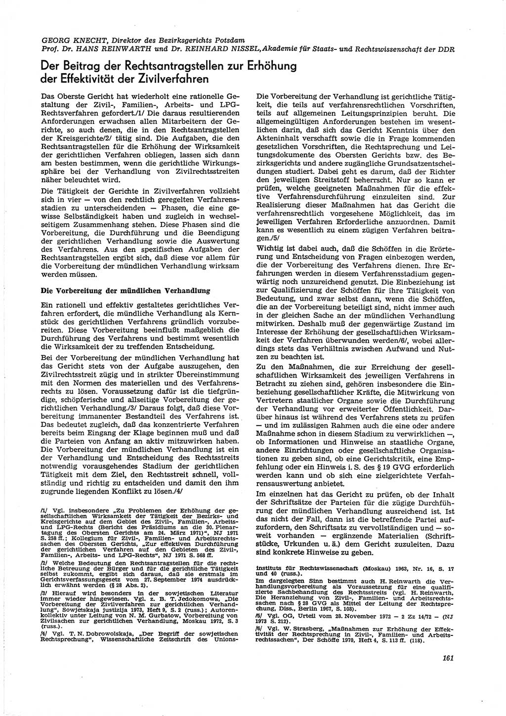 Neue Justiz (NJ), Zeitschrift für Recht und Rechtswissenschaft [Deutsche Demokratische Republik (DDR)], 29. Jahrgang 1975, Seite 161 (NJ DDR 1975, S. 161)