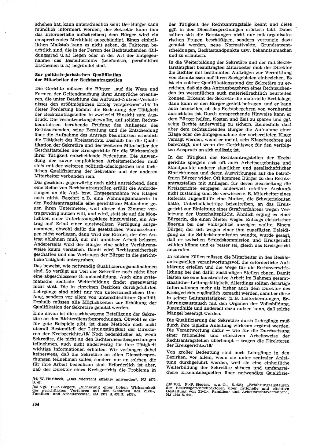 Neue Justiz (NJ), Zeitschrift für Recht und Rechtswissenschaft [Deutsche Demokratische Republik (DDR)], 29. Jahrgang 1975, Seite 164 (NJ DDR 1975, S. 164)