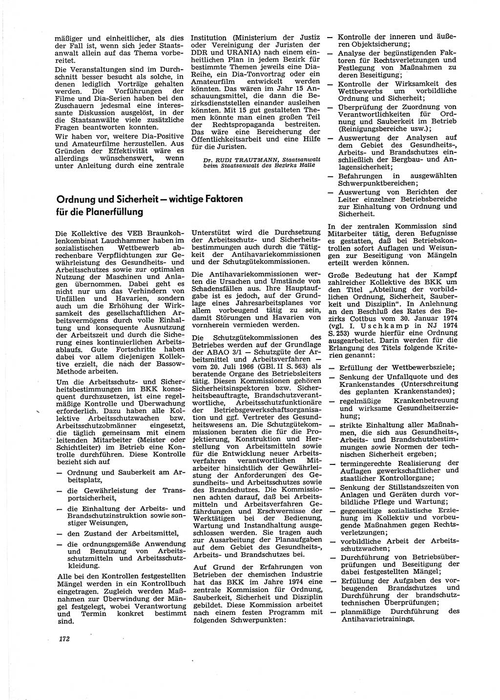 Neue Justiz (NJ), Zeitschrift für Recht und Rechtswissenschaft [Deutsche Demokratische Republik (DDR)], 29. Jahrgang 1975, Seite 172 (NJ DDR 1975, S. 172)