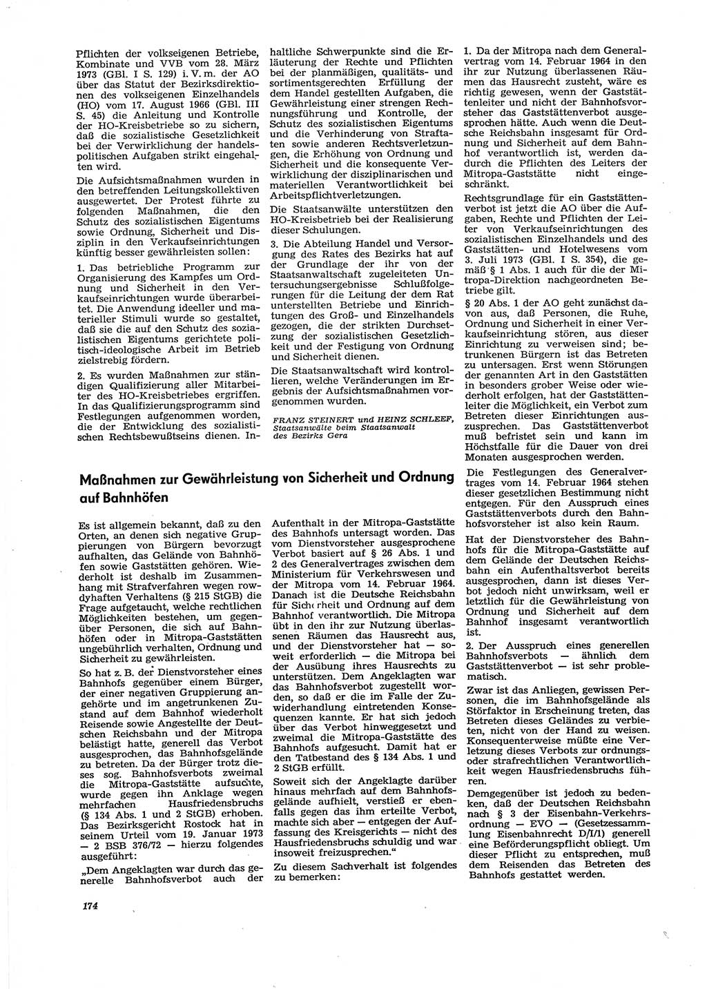 Neue Justiz (NJ), Zeitschrift für Recht und Rechtswissenschaft [Deutsche Demokratische Republik (DDR)], 29. Jahrgang 1975, Seite 174 (NJ DDR 1975, S. 174)