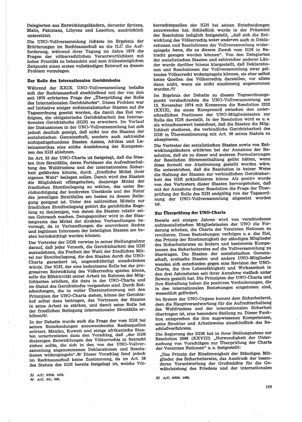 Neue Justiz (NJ), Zeitschrift für Recht und Rechtswissenschaft [Deutsche Demokratische Republik (DDR)], 29. Jahrgang 1975, Seite 189 (NJ DDR 1975, S. 189)