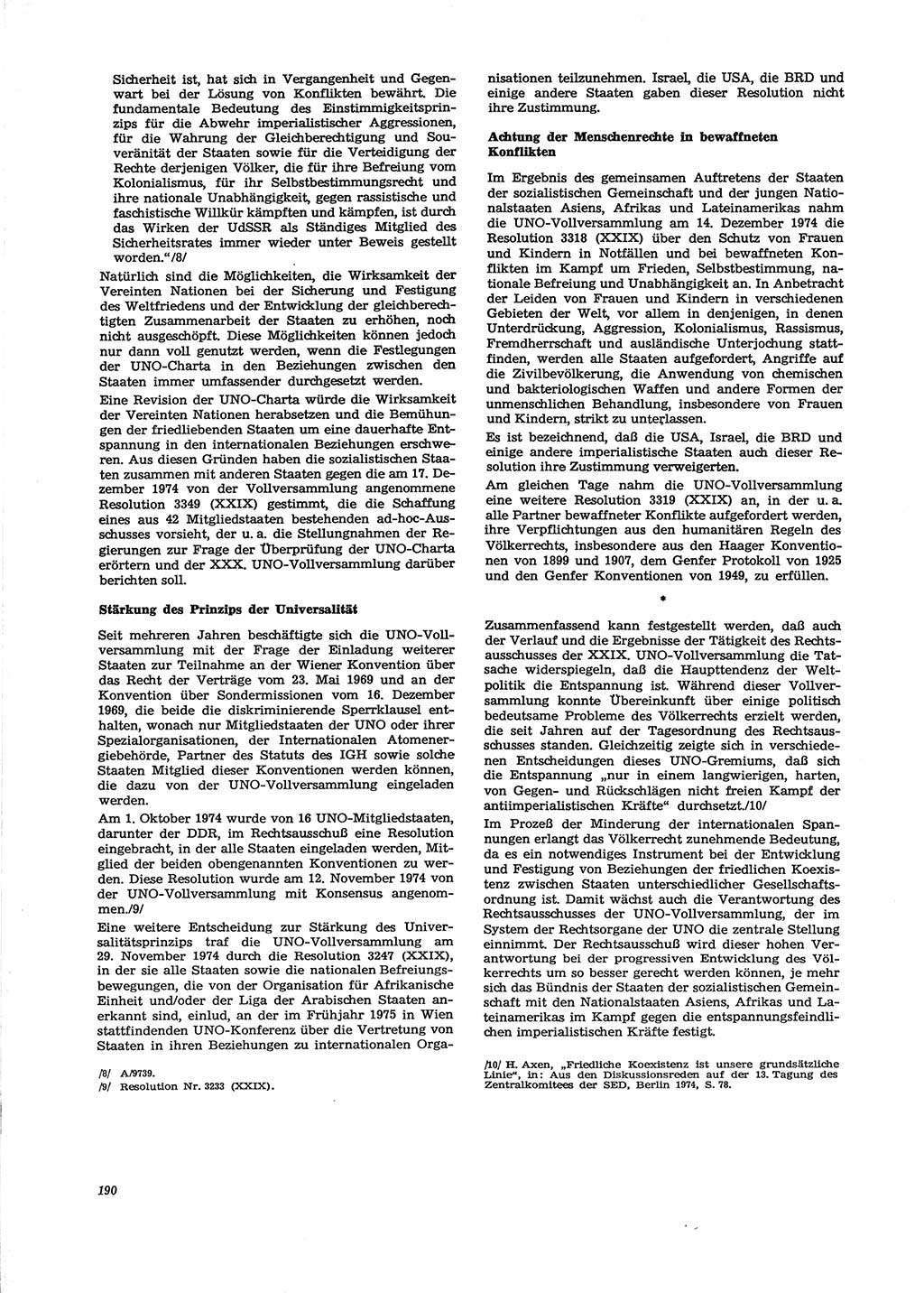 Neue Justiz (NJ), Zeitschrift für Recht und Rechtswissenschaft [Deutsche Demokratische Republik (DDR)], 29. Jahrgang 1975, Seite 190 (NJ DDR 1975, S. 190)
